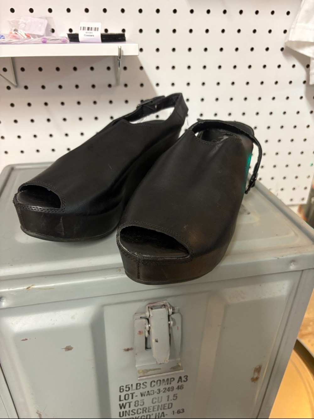 Corkys Black Peep-Toe Platform Slingback Mules